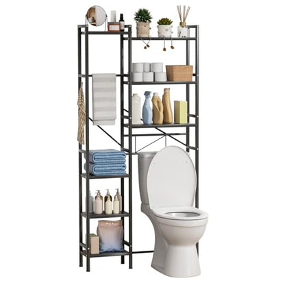 1 Set Over The Toilet Storage, 3-Tier Bathroom Laundry Storage Rack Space-Saving Organizer Household Supplies (Black-M) - color: Black-m
