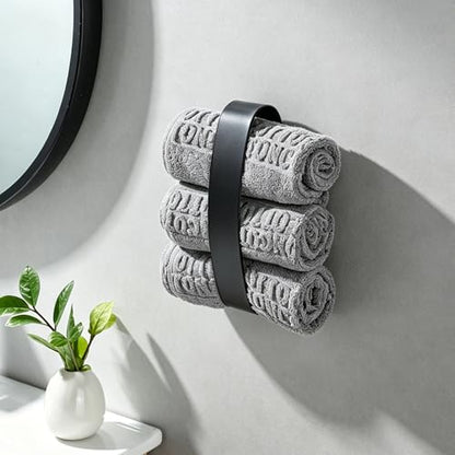 Taozun Hand Towel Holder Black 8.6" Self Adhesive Towel Bar Stainless Steel | No Drill, Unique Square-Round Design, Strong Design Sense, for Bathroom/Kitchen/RV, Renter Friendly, Heavy Duty - color: Black, size: 8.66-inch