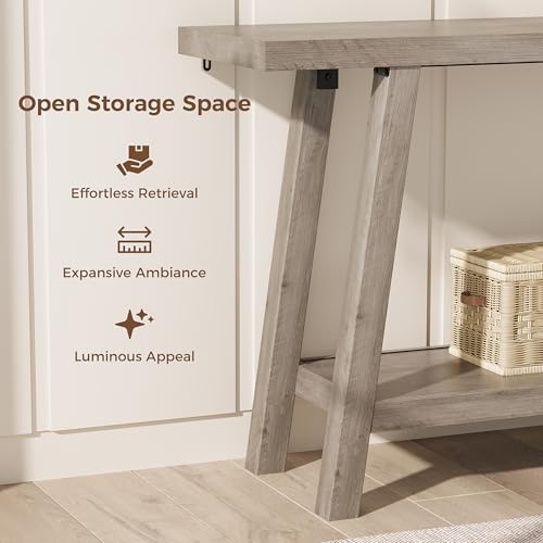 GarveeHome 70.87" Extra Long Console Table, Narrow Sofa Table Behind Couch, Grey Entryway Table for Hallway Living Room Foyer, Farmhouse Accent Skinny Table, Grey, 70.87" L x 14.02" W - color: Rustic Grey, size: 70.87"L x 14.02"W x 31.5"H