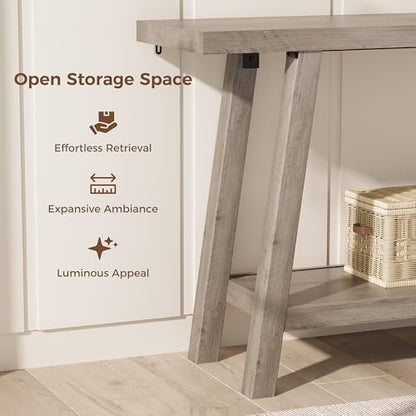 GarveeHome 70.87" Extra Long Console Table, Narrow Sofa Table Behind Couch, Grey Entryway Table for Hallway Living Room Foyer, Farmhouse Accent Skinny Table, Grey, 70.87" L x 14.02" W - color: Rustic Grey, size: 70.87"L x 14.02"W x 31.5"H