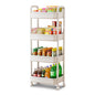 JOYZAN 4 Tier Rolling Carts with Wheels, Utility Cart with Handle and Locking Caster, Storage Cart for Kitchen, Office, Bedroom, Suitable for Diaper, Art Tools, Snack, Craft Storage Cabinet, White - size: White-4 Tier