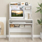 Tangkula Computer Desk with Hutch, Space Saving Laptop Desk with Magnetic Whiteboard, Keyboard Tray, Storage Shelves, Cable Holes, Home Office Desk with Bookshelf, Modern Writing Table (White)