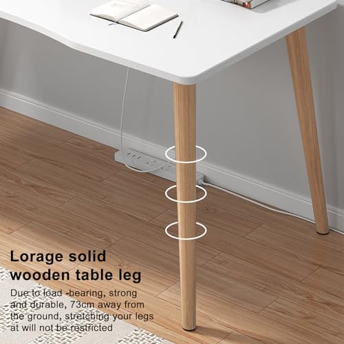 Writing Desks for Home Office, Wood Computer Desk, Modern Simple Style Home Office Gaming Desk, Basic Writing Table for Small Spaces, Laptop Computer Table, Study Desk with Solid Legs (White)