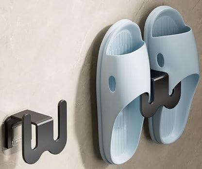 Black Slipper Rack, 3 Inch x 2 Inch Aluminium No Punching Hole Slipper Holder for Hanging Slipper, Making Your Room Tidy, Used for Bedroom and Bathroom (Black) - color: Black