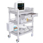 Mobile Medical Carts 3 Tier Professional Utility Cart 330 LBS Max Load Rolling Crash Cart Ultrasound Trolley with Wheels Drawers Dirt Bucket Sharps Box Storage Basket for Hospital Dental Clinic Home - color: 3-tier With Accessories Light Gray