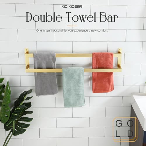 KOKOSIRI Bath Towel Bars Bathroom 2-Tiers Ladder Brushed Gold Towel Rails 32-Inch Towel Holders Wall Mounted Towels Shelves Rack Stainless Steel, B5008BG-L32 - color: Brushed Gold, size: 32-Inch