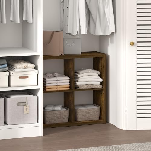 Furinno Cubic Extra Thick 4-Cube Closet Organizers and Storage, Amber Pine | 14.6 x 30 x 30 in, Open Shelf Closet Storage, Closet Organizer, for Wardrobe, Bedroom, Living Room - color: Amber Pine, size: 4-Cube