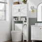 Homhedy Wooden Over The Toilet Storage Cabinet with Barn Door | Freestanding Bathroom Storage, Toilet Paper Holder, Adjustable Shelf,Space-Saving, Farmhouse Style, White - color: White