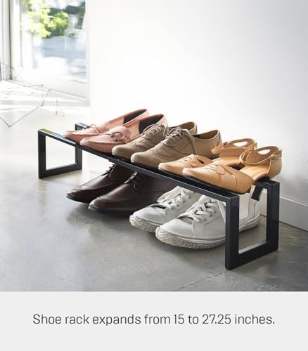YAMAZAKI Home Line Expanding Shoe Rack, Metal, Adjustable - Single, 6" - Steel - Holds 4 To 8 Shoes - color: Black, size: Single