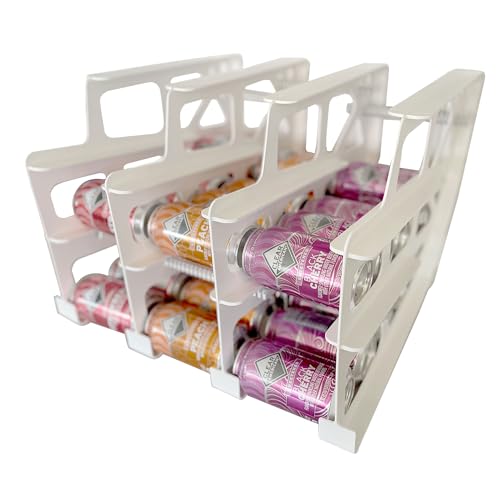 FIFO Can Tracker 4-Pack - 3-Tier Rotating Food Can Organizer for Pantry, Expandable Soda Can Storage for Kitchen, Holds 54 Cans of Food or Soda - size: 4 Pack, style: 54 can