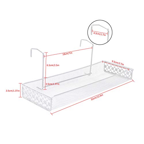 Chris.W Iron Hanging Shelf Basket with Hooks Balcony Succulent Plants Mini Flower Pot Holder Railing Shelf, for Patio Porch or Fence (White)-Small - color: White