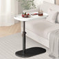 Adjustable Height C Shaped Side Table, Couch Tables that Slide Under, C Side Table Raised Edge, 360°Swivel C Shaped End Table, Small Coffee C Table, End Table for Sofa/Bed/Bathtub (Marble White) - color: Marble White