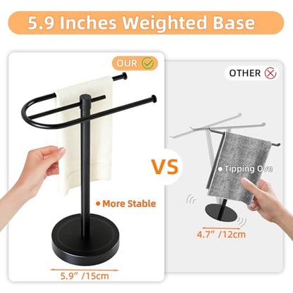 Towel Holder Stand, Stainless Steel Hand Towel Holder Rack for Bathroom Countertop, C-Shape Free Standing Towel Bar Holds 2 Towels for Bathroom Kitchen Countertop, Matte Black - size: U-Shape