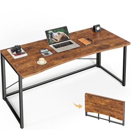 Huuger Folding Desk for Small Spaces, 31.5 Inch Foldable Computer Table, Easy Assembly, for Home Office, Study, Bedroom, Dorm, Space Saving, Small Writing Work Office Computer Desk, Rustic Brown - color: Rustic Brown, size: 18.9"D x 47.2"W