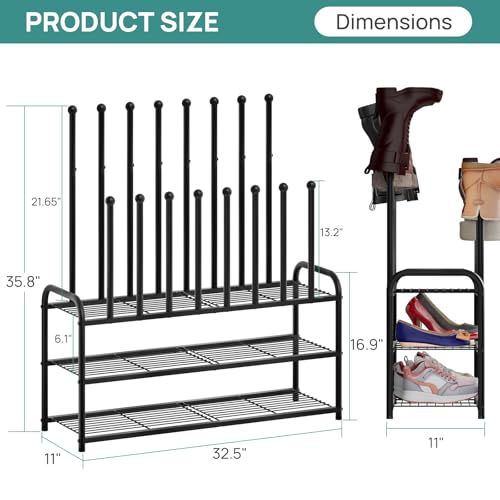 viewcare Tall Boot Rack, Long Boot Rack Organiser, Tall Boots with Shoe Rack for Closet, 3-Tier Shoe Shelf Storage Organiser for Entryway - size: Extra Long