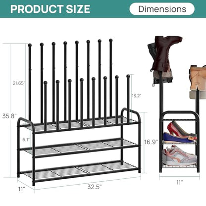 viewcare Tall Boot Rack, Long Boot Rack Organiser, Tall Boots with Shoe Rack for Closet, 3-Tier Shoe Shelf Storage Organiser for Entryway - size: Extra Long