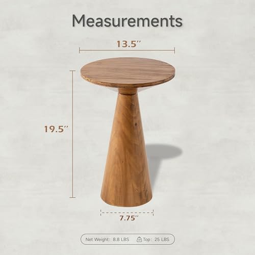 COZAYH Small Pedestal End Table Round Farmhouse Martini Table Wood Plant Stand Rustic Drink Table for Small Space Living Room, Walnut - color: Walnut