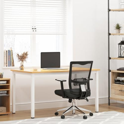 Need Office Computer Desk - 47 Inches Modern Simple Heavy Duty Working Study Table,Modern Simple Style PC Writing Table,Home Office Writing Small Desk Perfect for Training/Card/Meeting Teak&White - color: Teak & White Frame