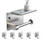 Toilet Paper Holder with Phone Shelf, Tissue Roll Holder with Storage Shelf | Adhesive or Screw Wall Mount Toilet Tissue Roll Holder for Bathroom Washroom, With 5 Stainless Hook, Rustproof, Silver