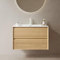 30" Floating Bathroom Vanity with Sink, Wall Mounted Modern Bathroom Cabinet with 2 Soft Close Drawers, Oak & Plywood, Pre-Assembled with Integrated Ceramic Basin – Sedona, Light Oak - color: Light Oak, size: 30 Inch