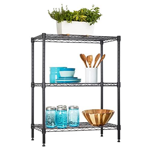 BestOffice 3-Shelf Adjustable Metal Storage Shelves Wire Shelving Unit Organizer Wire Rack 450Lbs Capacity for Small Places Kitchen Garage 23Lx13.2Wx30.2H,Black - color: Black, size: 23"D x 13"W x 30"H
