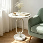 Lightdot White Round Side Table Modern End Table Stable Sofa Side Table with Heavy Duty Metal Base Integrated Accent Coffee Table Easy Assemble Nightstand for Living Room Bedroom Small Space - color: White-u