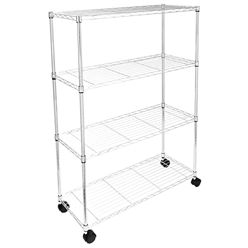 HealSmart Heavy Duty 4-Shelf Storage Shelving Unit, 35.83D x 13.98W x 55.91H Steel Organizer Wire Rack with 1000Lb Capacity, Chrome - color: Chrome, size: 4-Shelf, Unfoldable
