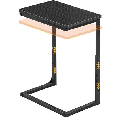 5-Level Adjustable C Side Table - End Table Living Room Bedroom Indoor Small C Shaped Couch Tray Desk, Black - color: Black