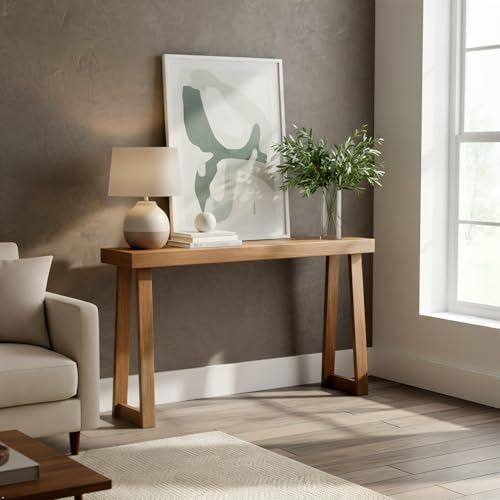 Plank+Beam Classic Console Table, 56 Inch, Pecan | Non-Toxic Finishes, Versatile Design, Elegant Details, Easy Assembly, Quick Setup, Solid Wood - color: Pecan, size: 56" Console Table