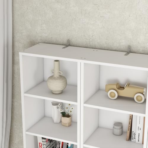 Panana 8 Tier Storage Shelf Bookcase, Slim Organizer Shelves Cabinet Tall Narrow Media Tower Rack Display Bookshelf for Home Office (White) - color: White