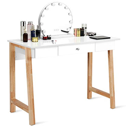 Tangkula Computer Desk with Storage Drawers, Makeup Vanity Table, Writing Study Desk for Home Office, Dressing Table