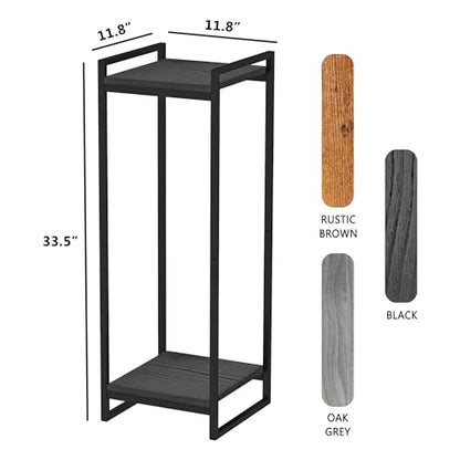 34" Tall Indoor Plant Stand, 2-Tier Flower Pot Rack, Black | Modern Minimalist Look, Wood Finish, for Living Room, Bedroom, Balcony, Space-Saving, Sturdy Metal Frame