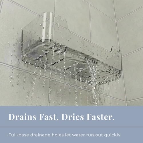 Bathtub Toy Storage – Clear Bath Toy Holder with Drainage Holes, Wall-Mounted No-Drill Organizer for Kids’ Tub Toys - size: Large