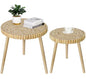Round Coffee Table Set of 2, Farmhouse Nesting Coffee Table, Small Circle Wood Coffee Table, Mid Century Modern Nightstand, Boho Patio Side Table End Tables for Living Room Bedroom Balcony Outdoor - color: Farmhouse Style