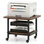 GOFLAME Under Desk Printer Stand, 2-Tier Industrial Mobile Printer Table with Storage Shelf, Metal Frame, Rolling Printer Cart Holder Storage Rack with Lockable Wheels for Home Office, Brown - color: Brown