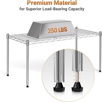 Simple Deluxe 1-Tier Shelving Unit, 29.92" W x 13.78" D x 14.96" H Steel Organizer Wire Rack, Chrome, 2 Pack - size: 1-Tier, 29.92"W x 13.78"D x 14.96"H, 2 Pack