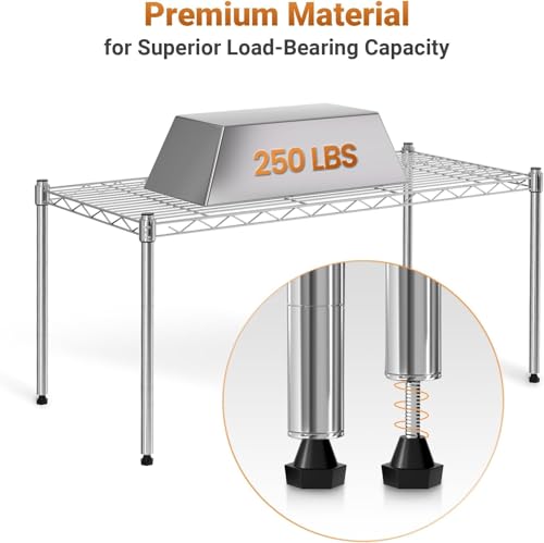 Simple Deluxe 1-Tier Shelving Unit, 29.92" W x 13.78" D x 14.96" H Steel Organizer Wire Rack, Chrome, 2 Pack - size: 1-Tier, 29.92"W x 13.78"D x 14.96"H, 2 Pack