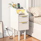 Fluted Narrow Nightstand with Charging Station, Solid Wood Night Stand with 2 Drawers, White Mid Century Modern Led Nightstand, Small Beside Table with Open Storage Shelf for Bedroom （10 inch） - color: White