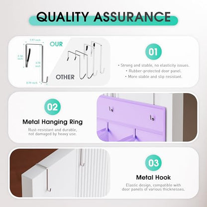 WVM Over the Door Shoe Organizer with 35 Breathable Mesh Pockets, Hanging Shoe Organizer for Door with 4 Metal Hooks, Large Capacity Closet Storage for Shoes, Accessories - style: Purple