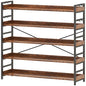HCHQHS 5 Tier Bookshelf, Adjustable Industrial Bookcase, Vertical Tall Book Shelf, Wood and Black Metal Open Bookshelves for Home Office, Living Room, Bedroom - color: Rustic Brown, size: 5-Tier (47"W x 57"H)