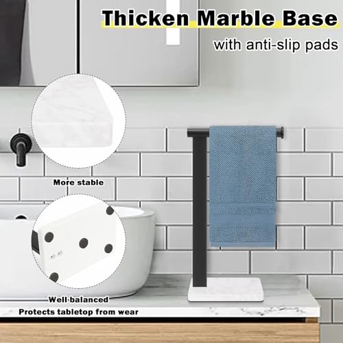 Stainless Steel L-Shaped Hand Towel Holder, SUS304 Bathroom Towel Rack with Thickened Base for Countertop Vanity (Matte Black, Square Base) - color: Matte Black
