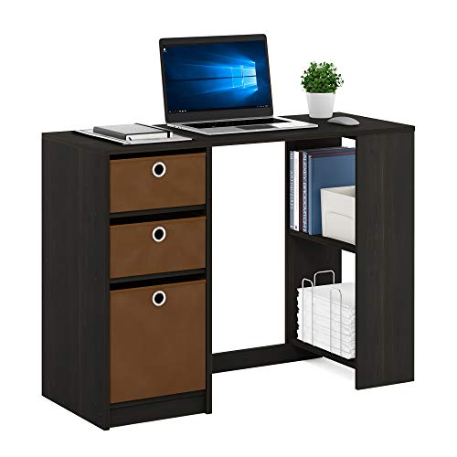 FURINNO Computer Study Writing Desk, Espresso, Model:15110EXBR - color: Espresso, size: With Bin Storage, 39.4 in. x 15.7 in.