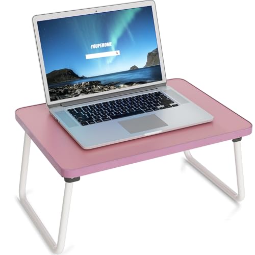 Foldable Lap Desks Laptop Tray for Bed or Couch,Portable Breakfast Serving Tray with Folding Legs,Lightweight Mini Table, Laptop Stand for Working, Reading and Writing,Pink - color: Light Pink