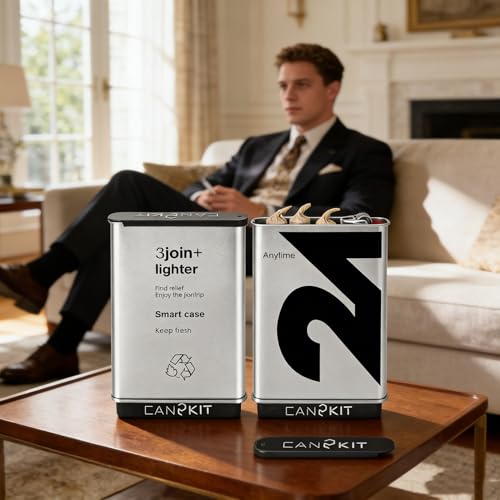 Pre-Roll Cone Holder Case for 3 King Size Cones with Lighter Holder | Cigarette Holder Storage Box,Smoking Accessory Travel Case, Metal Cone Holder Organizer, Portable Pre Roll Cone Case