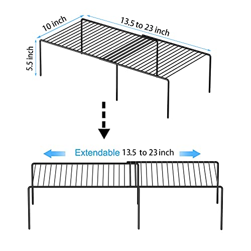 Redrubbit Expandable Shelf Rack, Rustproof Metal Storage Organizer for Kitchen, Fridge, Bathroom, Black - color: Black