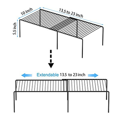 Redrubbit Expandable Shelf Rack, Rustproof Metal Storage Organizer for Kitchen, Fridge, Bathroom, Black - color: Black