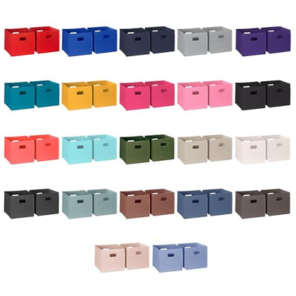 RiverRidge Folding Storage Bins - 2-pack of 10in Tall Olive Cubes | Fabric Bins, Set of 2 Storage Cubes, Cut-out Handles, Playroom Closet Organizer, Collapsible Cubby with Bottom Board Insert - color: 2 Olive 10in H Bins