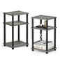 Furinno JUST Side Table Set of 2, 3-Tier Modern End Tables, Open Shelves Night Stand, Nightstand Set, Toolless Assembly, for Living Room, Bedroom, French Oak - color: French Oak Grey/Black, size: 3-Tier, Round Pole, style: 2-Pack
