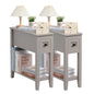Grey 2 Pack Chairside Narrow End Table with Drawer, Solid Recliner Side Table with Storage Shelf, Slim Nightstand Bedside Table for Bedroom - size: 2 Grey