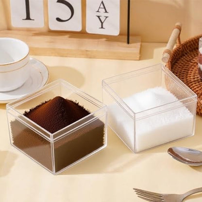 KissYou Small Acrylic Box Clear Boxes with Lid Acrylic Square Cube for Display Jewelry Storage Contanier Party Decorative Box - size: 2.17 x 2.17 x 1.77 Inch